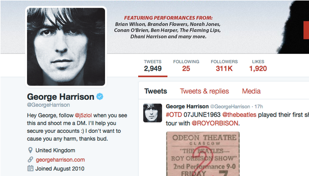 George Harrison Twitter Acoount Hack1